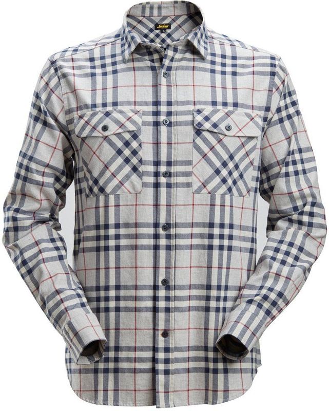 Snickers 8516 AllroundWork Licht Flanellen Shirt Asgrijs/Chilirood maat XS
