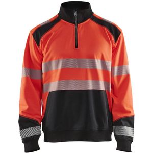 Blåkläder 3556-2528 Sweatshirt halve rits High Vis Fluor Rood/Zwart