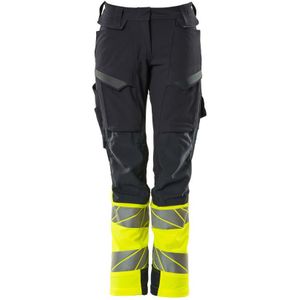 Mascot 19178-511 Dames Broek met kniezakken Donkermarine/Hi-Vis Geel maat 82C40