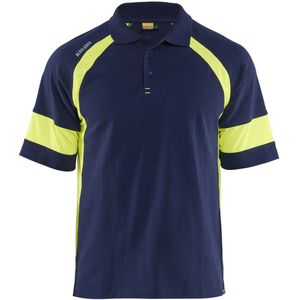 Blåkläder 3528-1050 Poloshirt visible Marine/High Vis Geel maat 4XL