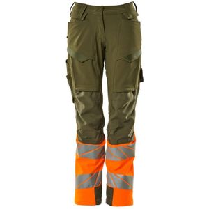 Mascot 19178-511 Dames Broek met kniezakken Mosgroen/Hi-Vis Oranje maat 82C54