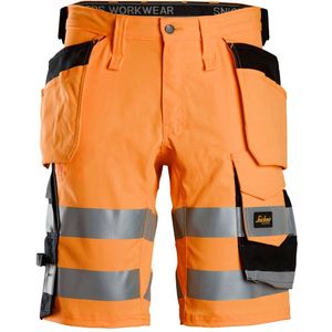 Snickers 6135 High-Vis Klasse 1 Stretch Korte Werkbroek met Holsterzakken High-Vis Oranje/Zwart maat 064