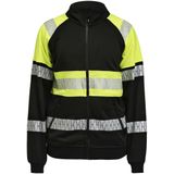 Jobman 5225 Sweatshirt Full-Zip Hi-Vis Heren Zwart/Geel maat XL