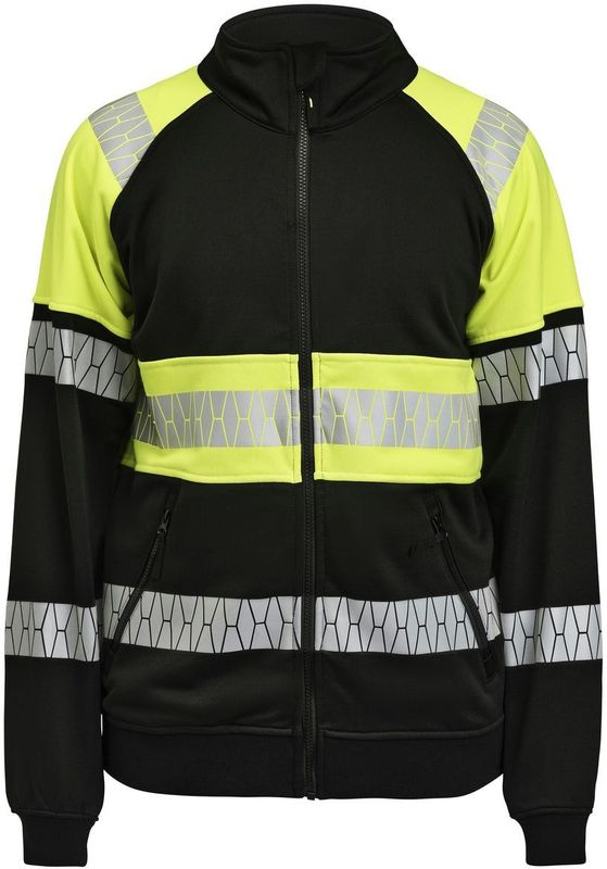 Jobman 5225 Sweatshirt Full-Zip Hi-Vis Heren Zwart/Geel maat XL