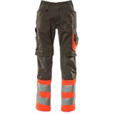 Mascot 15679-860 Broek met kniezakken Donkerantraciet/Hi-Vis Rood