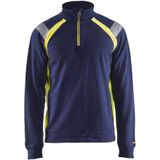 Blåkläder 3432-1158 Sweatshirt halve rits Visible Marineblauw/Geel