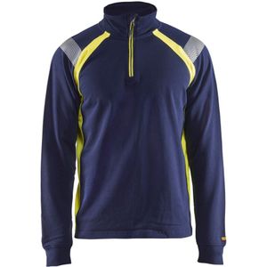 Blåkläder 3432-1158 Sweatshirt halve rits Visible Marineblauw/Geel