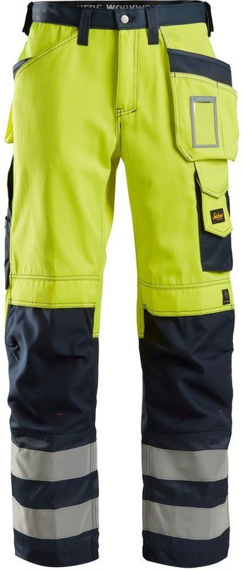 Snickers 3233 High-Vis Broek met Holsterzakken Klasse 2 High-Vis Geel/Marineblauw maat 044