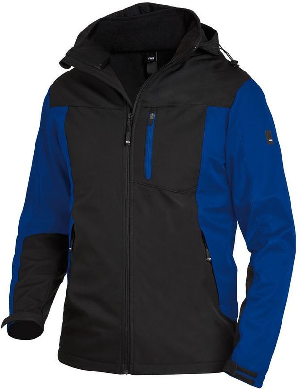 FHB Jannik Softshell-Jack Korenblauw-Zwart maat 5XL