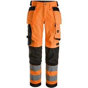 Snickers 6743 High-Vis Klasse 2 Dames Stretchbroek met Holsterzakken High-Vis Oranje/Zwart maat 018