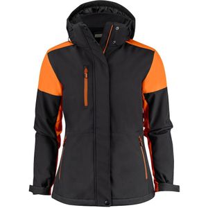 Printer Padded Softshell Prime Lady Dames Zwart/Oranje maat M