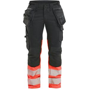 Blåkläder 7030-1149 Dames High Vis Werkbroek Stretch Zwart/High Vis Rood maat C46