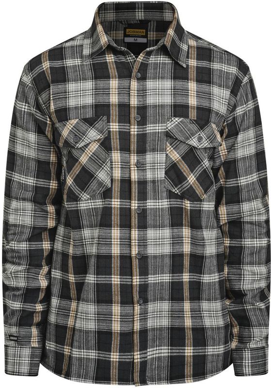 Jobman - 5138 - Flannel Shirt - Grijs/Oranje - Heren