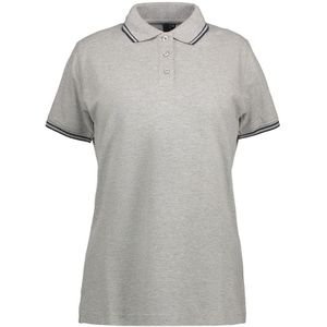 Pro Wear ID 0523 Ladies Stretch Contrast Polo Shirt Grey Melange