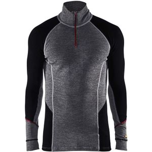 Blåkläder 4699-1736 Onderhemd zip-neck 100% merino XWARM Medium Grijs/Zwart maat XS