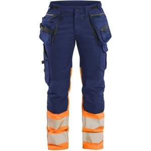 Blåkläder 7030-1149 Dames High Vis Werkbroek Stretch Marineblauw/Oranje maat C34