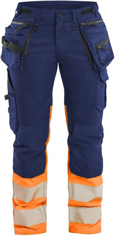 Blåkläder 7030-1149 Dames High Vis Werkbroek Stretch Marineblauw/Oranje maat C34