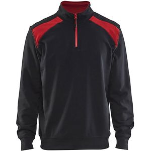 Blåkläder 3353-1158 Sweater halve rits Zwart/Rood