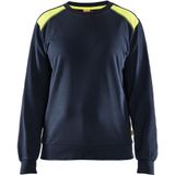 Blåkläder - 3408-1158 - Dames Sweatshirt - Donker Marineblauw/High Vis Geel