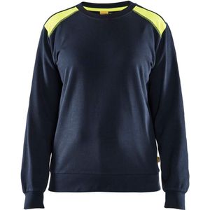 Blåkläder - 3408-1158 - Dames Sweatshirt - Donker Marineblauw/High Vis Geel