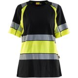 Blåkläder 3410-1030 Dames T-Shirt High Vis Zwart/High Vis Geel maat XL