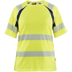 Blåkläder - 3503-2537 - Dames T-shirt - High Vis Geel/Marineblauw