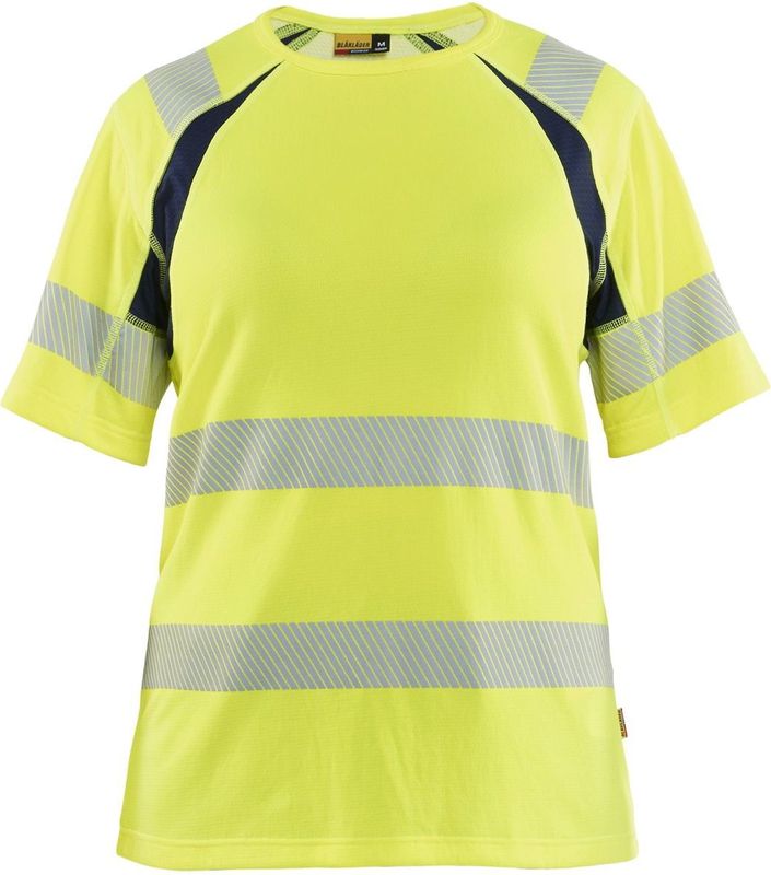 Blåkläder - 3503-2537 - Dames T-shirt - High Vis Geel/Marineblauw