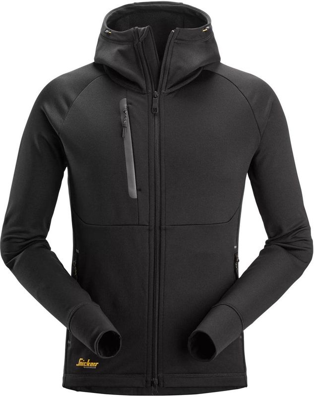 Snickers 8026 Polartec® Power Stretch® Hoodie met Volledige Rits Zwart maat XS