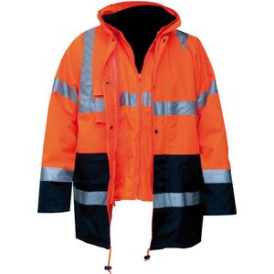 M-Wear 4-in-1 parka 0981 fluo oranje/marineblauw maat L