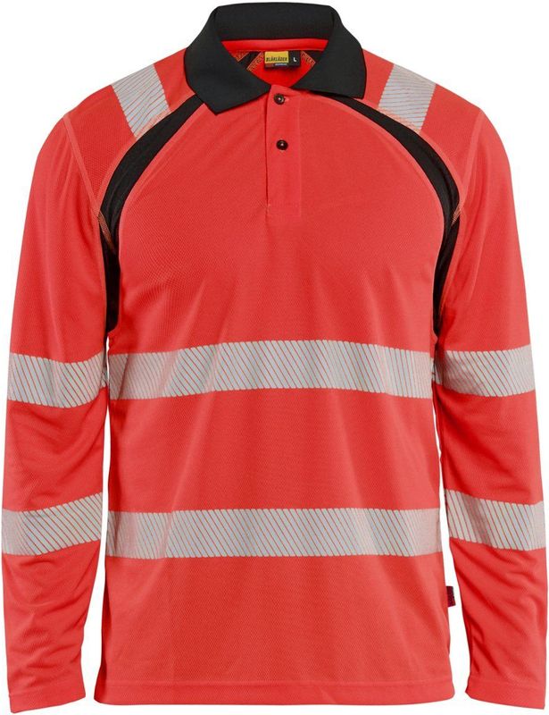 Blåkläder 3598-1013 UV-Poloshirt lange mouw High Vis High Vis Rood/Zwart maat 4XL