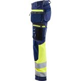Blåkläder 7196-1370 Dames High Vis werkbroek met Stretch Marine/High Vis Geel maat C32