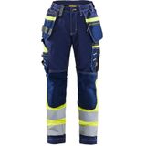 Blåkläder 7196-1370 Dames High Vis werkbroek met Stretch Marine/High Vis Geel maat C32