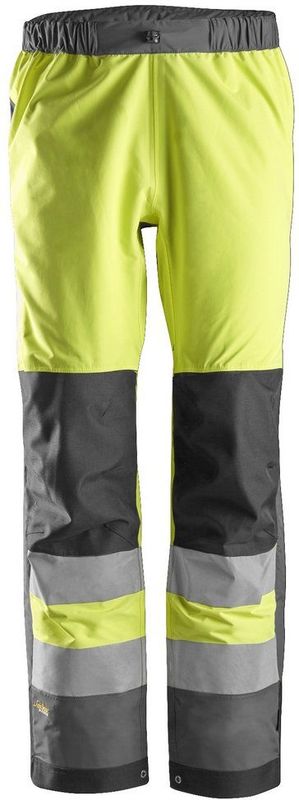 Snickers 6530 AllroundWork - High-Vis Shell Broek - Geel/Staalgrijs - Klasse 2 - Waterproof