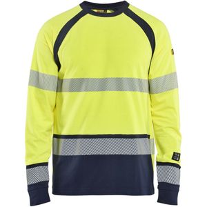 Blåkläder 3436-1737 Multinorm T-shirt lange mouw High Vis Geel/Marineblauw maat 4XL