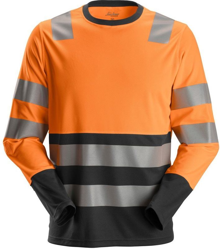 Snickers 2433 AllroundWork High-Vis T-shirt met Lange Mouwen Klasse 2 High-Vis Oranje/Zwart maat XS
