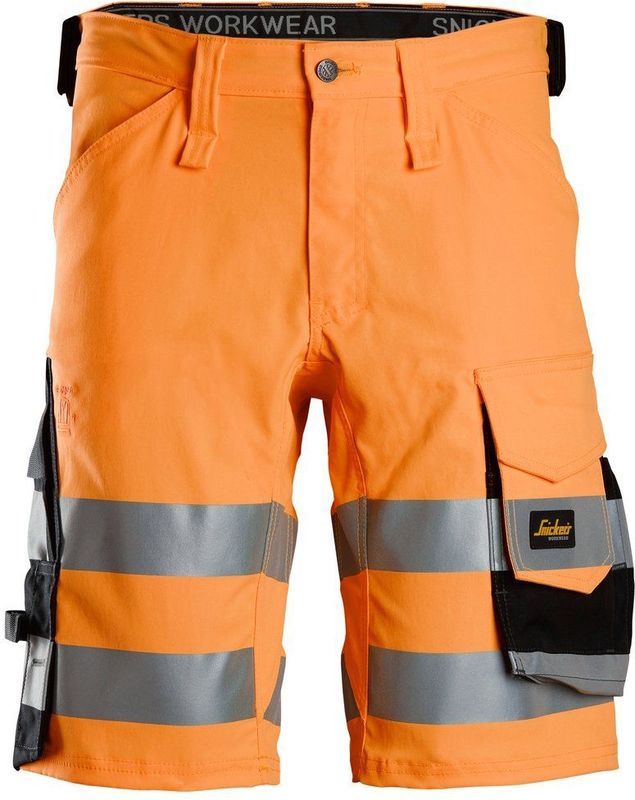 Snickers 6136 High-Vis Klasse 1 Stretch Korte Werkbroek High-Vis Oranje/Zwart maat 062
