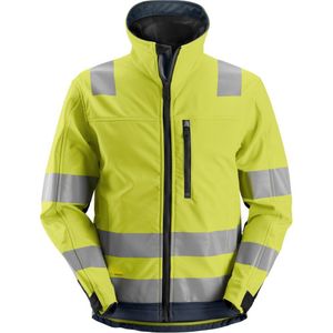 Snickers 1230 AllroundWork High-Vis Softshell Jack Klasse 3 High-Vis Geel/Marineblauw