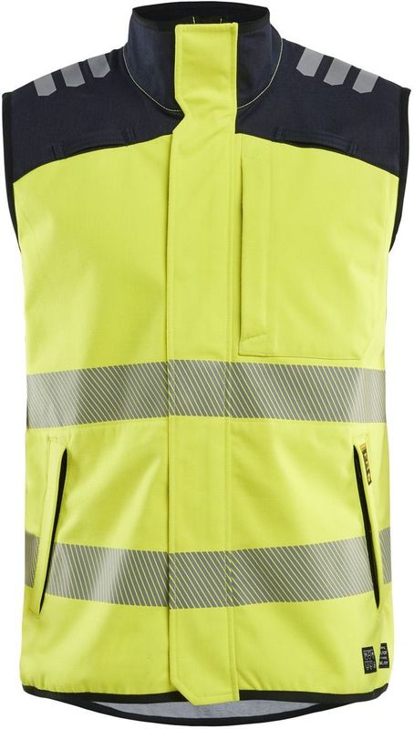 Blåkläder 3849-1560 APC 2 Multinorm softshell bodywarmer High Vis Geel/Marineblauw maat 4XL