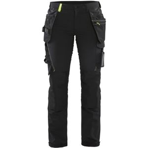 Blåkl�äder 7192-1645 Dames 4-weg stretch werkbroek Zwart/High Vis Geel maat D21