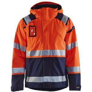 Blåkläder 4987-1987 Shell jack High Vis ongevoerd Oranje/Marineblauw