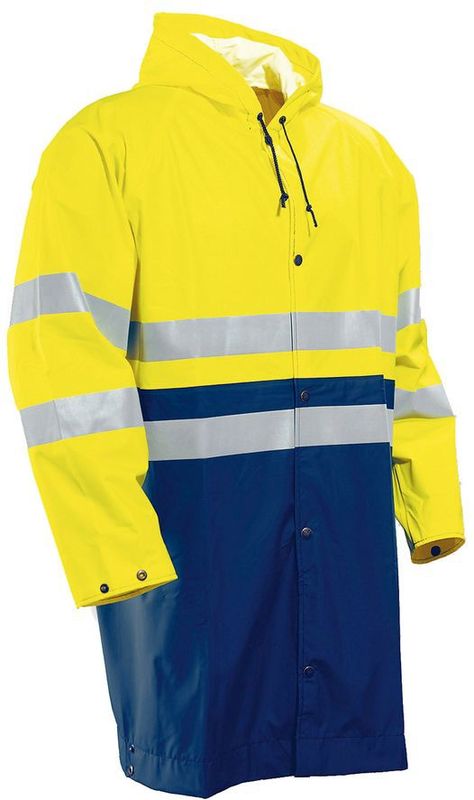 Jobman 1565 Hi-Vis Raincoat Geel/Navy maat L