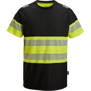 Snickers 2538 High-Vis Klasse 1 T-Shirt Zwart/High-Vis Geel maat M
