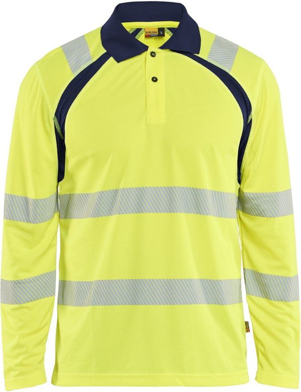 Blåkläder 3598-1013 UV-Poloshirt lange mouw High Vis High Vis Geel/Marineblauw maat 4XL