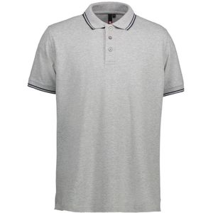 Pro Wear ID 0522 Stretch Contrast Polo Shirt Grey Melange