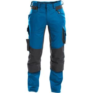 Dassy Dynax Werkbroek met stretch en kniezakken Azuurblauw/Antracietgrijs