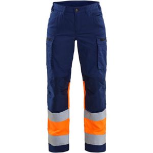 Blåkläder 7161-1811 Dames werkbroek High Vis met stretch Marineblauw/Oranje maat C32