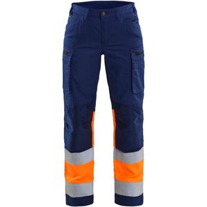 Blåkläder 7161-1811 Dames werkbroek High Vis met stretch Marineblauw/Oranje maat C48