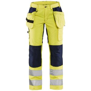 Blåkläder 7163-1811 Dames Werkbroek met Stretch High Vis Geel/Marineblauw