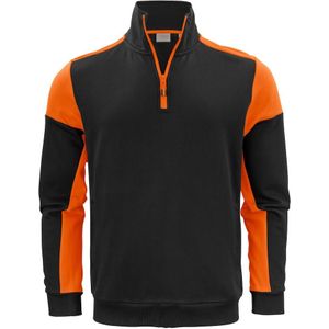 Printer Sweater Prime Halfzip Zwart/Oranje maat L