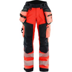 Blåkläder 7118-2513 Dames Softshell Werkbroek High Vis High Vis Rood/Zwart maat D25